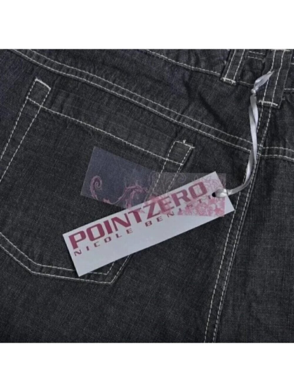 Vintage 90's Point Zero Nicole Benisti Wide Leg Jeans Gray NWT Size  15/16 - Picture 6 of 13